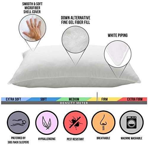 Home Standard Size Bed Pillows- 2 Pack White Hotel Pillows- Gel Fiber Filled FIRM Gel Pillows with Hypoallergenic Classic Cover- Best Pillow For Side Sleepers & Back Sleepers - view 5