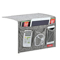Linen 4 Pockets Bedside Caddy, Bedside Storage Organizer for Magazine, Remotes, Phone (Classic Grey)