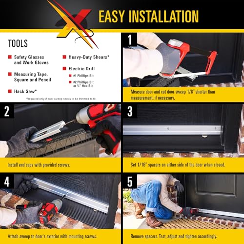 36" Versa-Line Rodent-Proof Door Sweep, Aluminum Cover - Seals Out Rodents and Pests, Easy to Install, Maximum Adjustability; Under-Door Seal - view 6