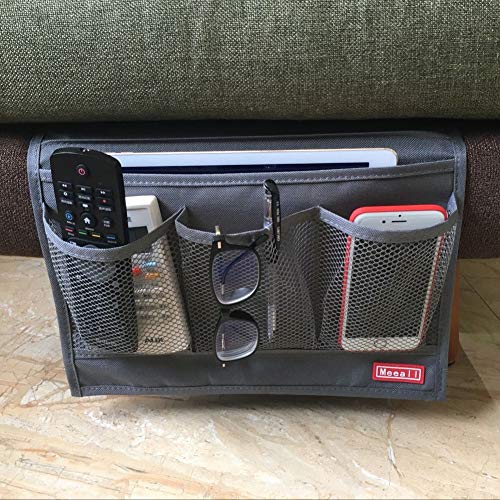 Bedside Storage Organizer with 4 Pockets, Bedside Caddy, Table Cabinet Storage Organizer for TV Remote Control, Phones, Magazines, Tablets, Accessories, Grey - view 4