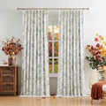 Grey Floral Botanical Pinch Pleated Blackout Curtains 84 Inch