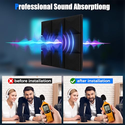 48 Pack Acoustic Panels 12 x 12 x 2 Inches, Sound Proof Foam Panels for Wall - view 6