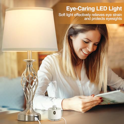 Table Lamp for Bedroom Set of 2 with USB C+A Ports,Modern Night Stand Lamps - view 5