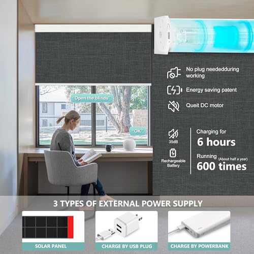 Motorized Blinds with Remote,100% Blackout Motorized Roller Shades - view 2
