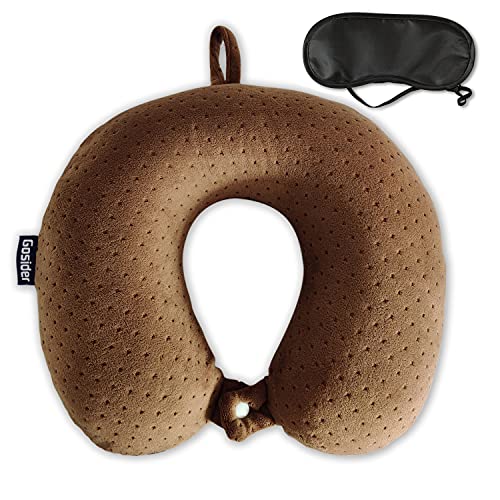 Memory Foam Travel Pillow, U Shape Neck Pillows, Brown