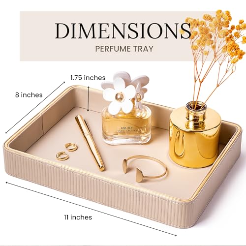 Perfume Tray Valet Tray Night Stand Bedside Organizer| Perfume Organizer Catchall| Perfume Trays for Dresser Vanity Tray for Dresser Countertop| Perfume Holder| Nightstand Organizer Women - view 4