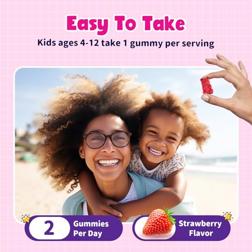 Magnesium Gummies for Kids - Magnesium Glycinate Gummies with Vitamin D3, B6, Potassium & Ashwagandha, Magnesium for Kids & Adults Relaxation, Sleep, Brain & Bone Health -Vegan Strawberry 60ct - view 6