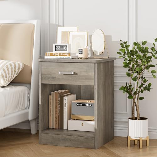 Nightstand Set of 2 with Drawer and Storage Shelf - view 7