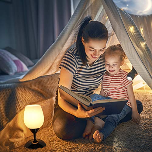 Touch Control Table Lamp Dimmable Small Lamp, Ambient Light with Opal Glass Shade Simple Night Light, Modern Accent Lamp Bedside Nightstand Lamp for Bedroom Living Room, E12 Bulb Included - view 5
