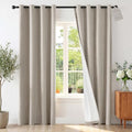Linen Curtains 84 Inches Long 2 Panels Set 100% Blackout Curtain