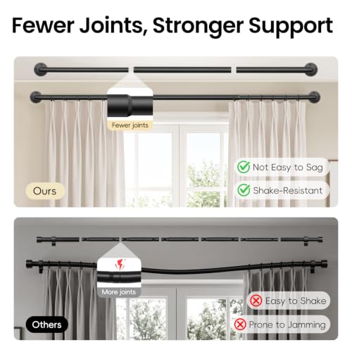 1 Inch Heavy Duty Blackout Curtain Rod, 72 to 144 Inch, Black - view 5