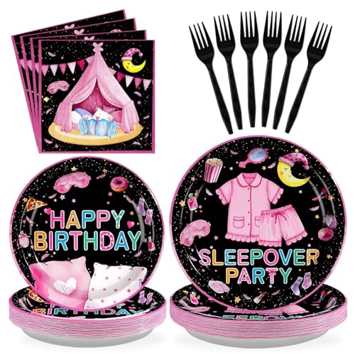 96 Pcs Sleepover Birthday Party Decorations for Girls, Serves 24