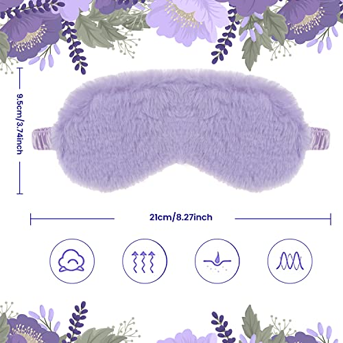 Fluffy Sleep Mask 4 Pack - Plush Blackout Eye Masks for Sleeping, Soft Blindfold with Silky Back, Cozy Gifts for Women Men Travel, Dark Pink - view 3