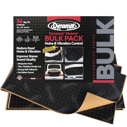 Xtreme Sound Deadening Car Insulation Bulk Pack 10455 – Noise Dampening for Floor, Doors, Panels, Hood or Trunk – Easy Self Adhesive Install – Made in USA – 9 Sheets 18”x32”, 36 sq ft total