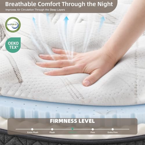 12 Inch Full Size Mattress, Medium Firm Hybrid Gel Memory Foam Mattresses and Individually Pocketed Spring, Motion Isolation, Pressure Relief, Edge Support, CertiPUR-US - view 5