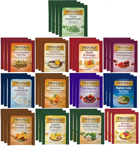 Assorted Herbal, Naturally Caffeine-Free Tea Bag Sampler, 40 Count
