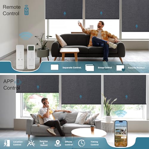 Motorized Roller Shades, 100% Blackout, Dark Umber - view 3