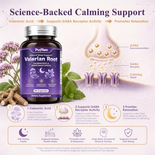 Valerian Root for Sleep Support Capsules Melatonin-Free Herbal Sleep - view 2