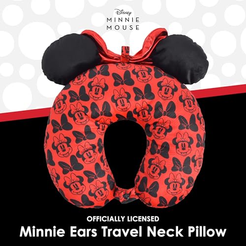 Disney Minnie Mouse Travel Neck Pillow with 3D Ears and Bow for, Red/Black - view 2