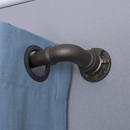 Industrial Wrap Around Telescoping Curtain Rod Set, 72-144", Bronze - view 3