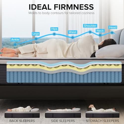Queen Mattress, 12 Inch Bed in a Box, Fiberglass-Free Pillow Top Hybrid Mattress, Medium Firm Support, Pressure & Back Pain Relief, CertiPUR-US Certified Memory Foam - view 4