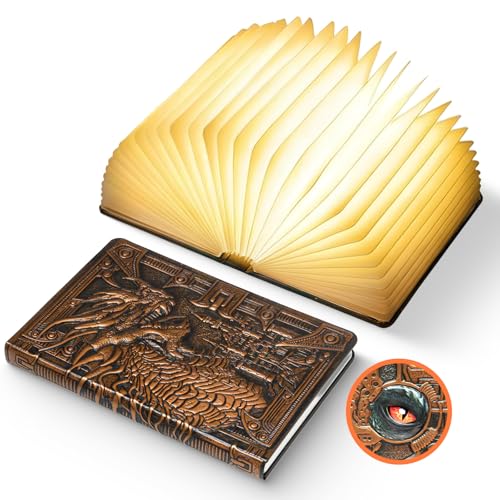 Dragon Book Lamp Dragon Night Light, 3 Colors Book Lover Gift for Teens