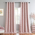 100% Blackout Curtains for Girls Bedroom 95 Inch Long Total Room Darkening Curtain for Living Room 2 Panels Grommet Light Blocking Sliding Door Drapes Blush Pink Pom Pom Sheer 50 x 95 Inch
