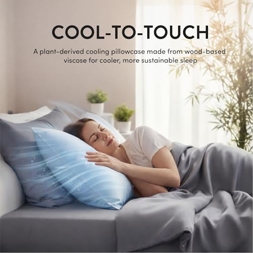 Plant-Derived Cooling Viscose Pillowcases Set of 2, Moisture Wicking, Smooth & Breathable Standard/Queen Pillow Covers for Hair & Skin Care, Soft Sleep Pillowcase Set (Navy, Standard) - view 6