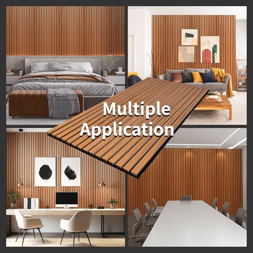 Soundproof Wood Slat Wall Panel, Thick, 2 Pack, Red Oak - view 6