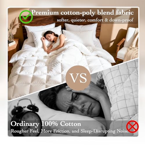 Goose Down Fiber Comforter King Size – All Season Naturally Breathable Down Comforters, Luxury Hotel Collection Duvet Insert with 8 Corner Tabs, Cotton Fabric & Baffle Box (White,65oz Fill) - view 5