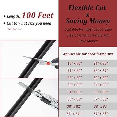 100 Feet Weather Stripping Door Seal Strip, V-Shaped "Q" Foam Slot Installation Seals Large Gap Kerf Weather Stripping for Door Frame, Easy Cut to Size(Black) - view 6