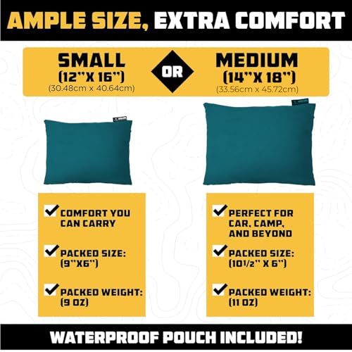 Camping Pillow – Memory Foam Travel Pillow for Airplane Sleeping, Hiking, Backpacking & Outdoor Use - Small & Portable for Adults, Car, Camp & Tent - view 3