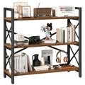 Bookcase, Bookshelf, Elegant X-Shaped Structure, Rustic Brown HBC026H
