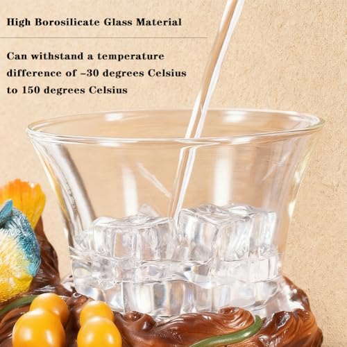 Lazy Kungfu Glass Tea Set Heat Resistant Semi Automatic Drip Rotating with Infuser Magnetic Teapot Set for Gongfu Tea Making Ideal (Gourd Bird) - view 4