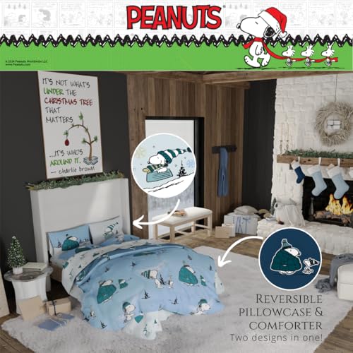 Collectibles Peanuts Snoopy Puffer Holiday & Christmas Bedding Super Soft Comforter and Sheet Set with Sham, 7 Piece Full Size (Officially Licensed Product) - view 5