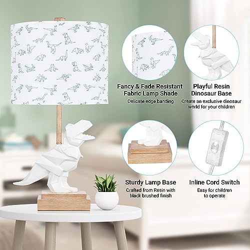 Kids Dinosaur Table Lamp for Boys Girls Bedroom 23" Bedside Lamp for Children Gift Cute Small White Nightstand Lamp for Nursery(LED Bulb Included) - view 3