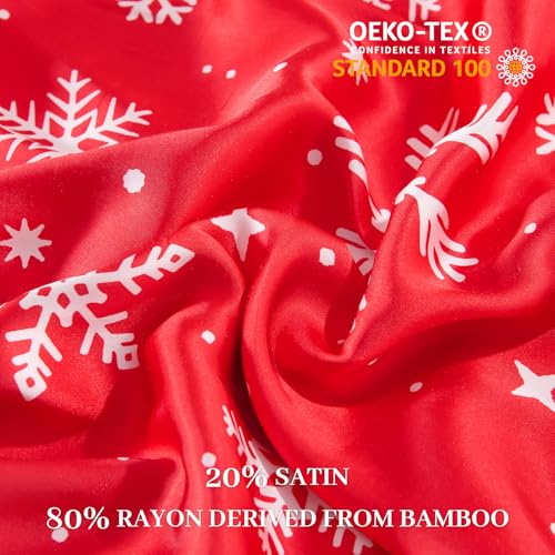Christmas Rayon Derived from Bamboo Pillow Cases Set of 2, Similar to Silk, Smooth Soft, Zipper Closure, Standard Size - view 3