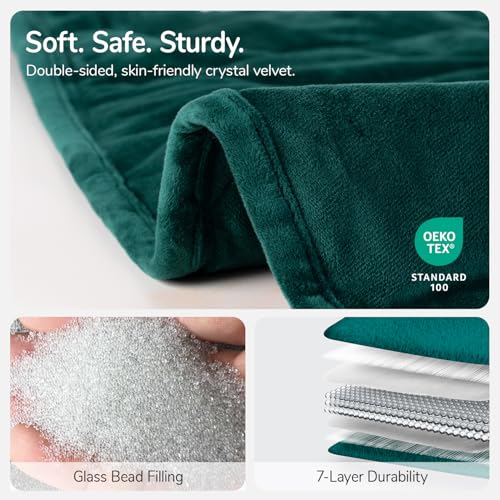 Weighted Lap Blanket for Adults, 7 lbs 41" x 53", Leaf Pattern, Green - view 6