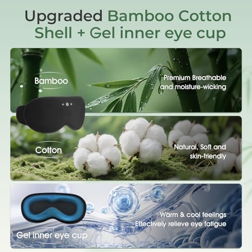 Weighted Bluetooth Sleep Mask with Removable Hot & Cold Gel Insert, 3D Blackout Eye Mask, Adjustable Speaker Placement, Passive Sound Masking, 15H Playback for Sleep, Travel & Relaxation - view 2
