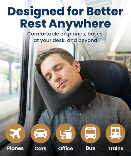 Upgraded Neck Pillow for Airplanes – Memory Foam Travel Headrest for Flying – Portable Multi-Position Travel Pillows with 360°Support – Long Flight Essentials for Sleep & Home Use - view 5