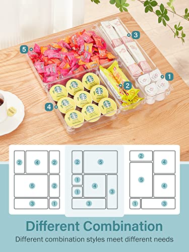 16 Pcs Drawer Organizer Set, 5-Size Bathroom Vanity Trays Makeup Desk Dividers Versatile Storage Bins Clear Plastic Container for Dresser, Bedroom, Kitchen, Office - view 3