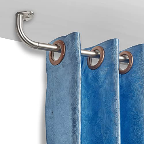 YunNephele Room Darkening Curtain Rod 48-84 inch Nickel Brushed, Wrap Around Design Single Drapery Rod Set,Adjustable Metal Blackout Window Curtains Rods - view 6
