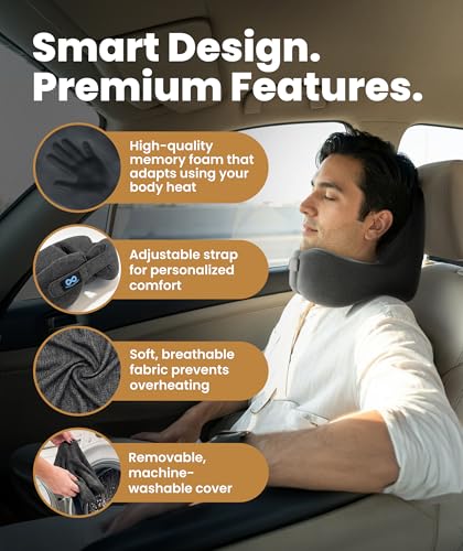 Upgraded Neck Pillow for Airplanes – Memory Foam Travel Headrest for Flying – Portable Multi-Position Travel Pillows with 360°Support – Long Flight Essentials for Sleep & Home Use - view 4