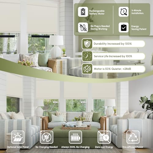100% Blackout Motorized Blinds with Remote, Custom Roller Shades - view 3