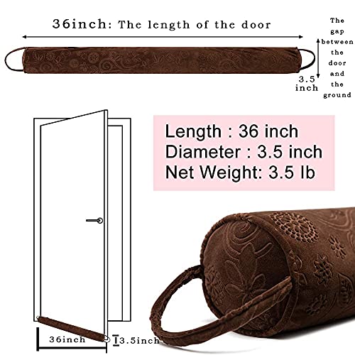 Weighted Door Draft Stoppe 36 Inch, Chocolate Brown Draft Blocker Insulator Door Sweep Weather Stripping Noise Stopper Heavy Duty Under Door Guard Windproof - view 2