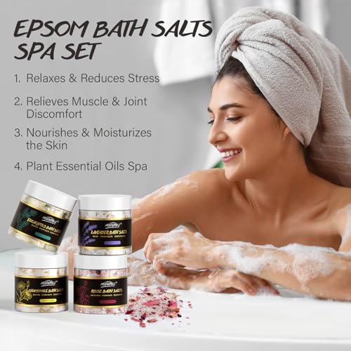 4PCS Epsom Bath Salts Gift Set for Women Relaxing Bath Soak Spa Gifts - view 2