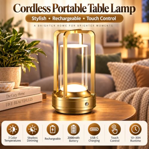 Rechargeable Table Lamp for Outdoor Indoor Portable Lamp with 3 Colors - view 2