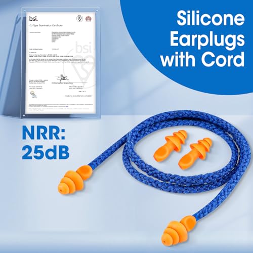 110 Pairs Silicone Ear Plugs, Reusable Earplugs for Noise Reduction, 25dB NRR Corded Ear Plug for Sleeping Noise Cancelling, Ear Plug with String Individual Packing - view 3