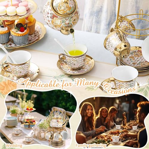 21 Pcs Porcelain Tea Set for Women Tea Party, Stylish Style - view 3