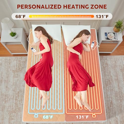 Heated Mattress Pad King Size with Dual Control - Electric Mattress Pads with 9 Heating Settings Controller & Auto Off 10 Hrs, Deep Pocket Bed Warmer for Bedroom Car, ETL Certified,White - view 3